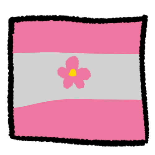 the sapphic flag, top to bottom pink, whit, pink with a pink flower in the middle